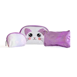 Cosmetiquero Brillante con Diseño de Gato